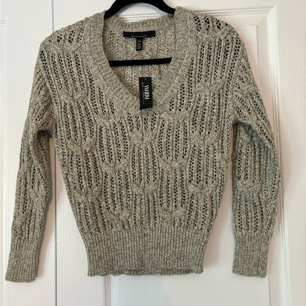 White House Black Market taupe knit sweater NWT